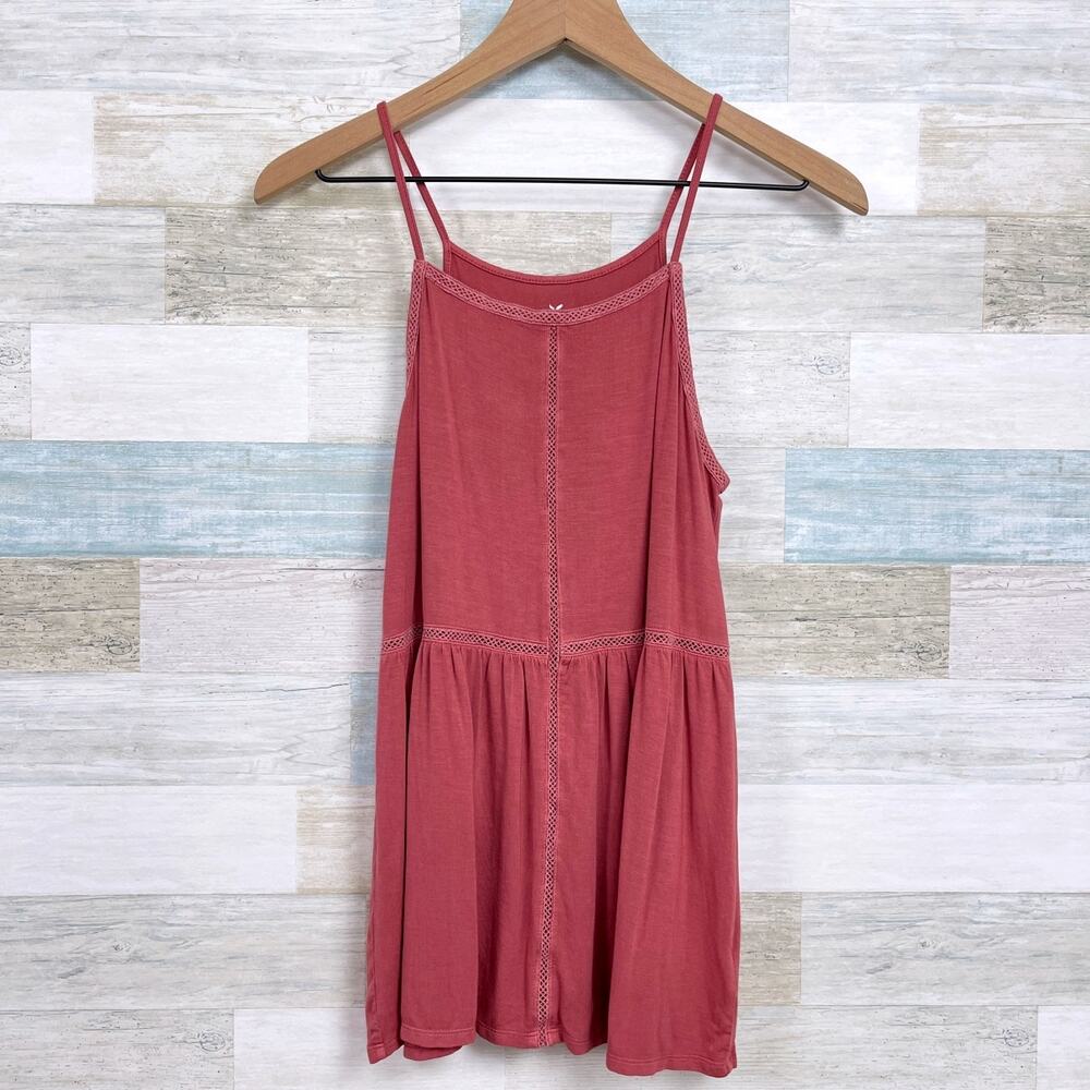 American Eagle Soft & Sexy Lattice Trim Tank Top Pink Stretch Casual Womens XS